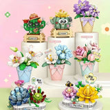 Boxtoday Flower Bouquet Building Blocks Kit DIY Flowers Block Toys Set Valentine's Day Rose Bricks Set Gift for Girls Friends adults