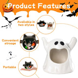 Boxtoday 2pcs Halloween Candy Bowls, Halloween Candy Dish Candle Holder Bat Ghost Ceramic Dish for Ornament Tableware Party Decor