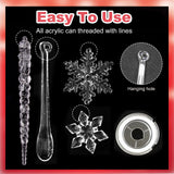 Boxtoday 40pcs Christmas Tree Pendant Ornaments Acrylic Crystal Snowflake Icicles Decoration Kit for Xmas Winter New Year Party Decor