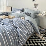 Boxtoday Bed Linen Washed Cotton Striped Grid Minimalist Bedding Sheet Set Comforter Sets Queen Duvet Cover Double For Boys And Girls