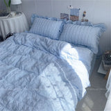 Boxtoday Quilt Cover INS Girl Blue Solid Color Seersucker Ruffles Lace Bedding Set Kawaii  Soft Sheet Woman Duvet Cover Pillow Covers