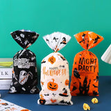 Boxtoday 10/50pcs Halloween Scary Ghost Spider Web Pattern Candy Plastic Treat Cookie Bags Gift Snacks Favor Bag For Halloween Decoras