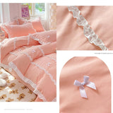 Boxtoday Kawaii Korean Bedding Sets No Filling Ins Princess Style Lace Bow Duvet Cover Fitted Sheet Girl Woman Home Bedroom Bed Linens