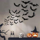 Boxtoday 16pcs Halloween 3D Black Bat Wall Stickers Removable Halloween DIY Wall Decal Halloween Party Decoration Horror Bats Stickers