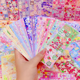 Boxtoday 10-100Pcs Kawaii Handbook Stickers Cartoon Collage Laser Sticker DIY Decorative Scrapbooking journals Stationery School Supplies