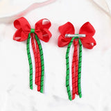 Boxtoday 2Pcs Christmas Hair Bow Clips For Women Girls Long Tassel Hairpins Solid Ribbon Red Hairgrips Headwear Hair Accessories