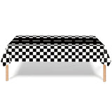 Boxtoday Checkered Race Car Party Black White Checkered Flag Tablecloth Road Tablecloth Racetrack TableCover Racing Birthday Party Decor