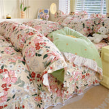 Boxtoday 100% Cotton Duvet Cover Flower Printed housse de couette Korean Bed Cover with Ruffles Comforter King Quilt Covers No Pillowcase