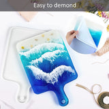 Boxtoday Resin Silicone Tray Molds, Casting Mold for Epoxy Resin, DIY Resin Large Serving Rectangle Shape Handle Board for Home Deco