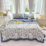 Boxtoday Cool Blanket Double Layered Gauze Summer Quilt With Air Conditioning, Summer Cool Quilt Set Of Four Pieces, Machine Washable