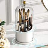 Boxtoday 360° Rotating Makeup Brush Holder With Lid Luxury Cosmetic Organizer Lipstick Eyebrow Pencil Holder Eye Shadow Storage Box