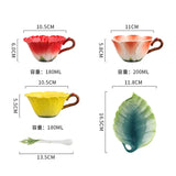 Boxtoday 200ml Ceramic Coffee Cup Saucer Flower Type Mug Exquisite Afternoon Tea Latte Coffee Cup Home Breakfast Milk Mug Birthday Gifts