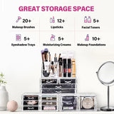 Boxtoday Acrylic Makeup Storage Box with 12 Drawers for Lipstick Jewelry and Makeup Brushes, Stackable Vanity Organizer