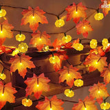 Boxtoday Artificial Autumn Maple Leaves Pumpkin Garland LED Fairy String Light Christmas Thanksgiving Decoration DIY Halloween Party Home