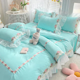 Boxtoday Princess Style Korean Bed Skirt Bed Sheet Embroidered Ruffle Lace Quilt Cover Ins Bedding For Girls Luxury Home Textiles