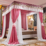 Boxtoday  Palace Mosquito Net with U-shaped Track Frame Romantic Lace Shading Bed Curtain Canopy Nets Three-door Bedcover Home Decoration