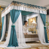 Boxtoday  Palace Mosquito Net with U-shaped Track Frame Romantic Lace Shading Bed Curtain Canopy Nets Three-door Bedcover Home Decoration