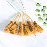 Boxtoday 5/10 Pcs Mini Broom for Halloween Party Decoration Costume Props Dollhouse Accessories Witch Straw Brooms Hanging Ornaments