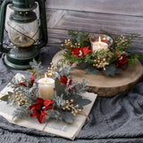 Boxtoday Christmas Candlestick Wreath Artificial Flowers Garland Candle Ring Xmas Table Decoration Candle Holder Wreath Xmas Home Decor