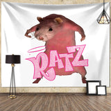 Boxtoday I'm Strong RATZ Pink Mouse Meme Funny Pattern Large Fabric Wall Tapestry Kawaii Room Decor Background Cloth Decoration Blanket