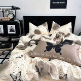 Boxtoday Butterfly Duvet Cover Set No Filler Champagne Color Flat Sheet Pillowcase Ins Style Full Queen Size Bedding Set