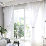 Boxtoday  2pcs White Tulle Curtains Luxury Living Room Bedroom Window Garden Yard Screening Decoration