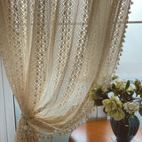 Boxtoday Boho Curtains for Living Room Vintage Handmade Crochet Farmhouse Hollow Out Knitting Lace Rod Light Filtering Drapes Bedroom