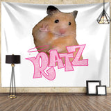 Boxtoday I'm Strong RATZ Pink Mouse Meme Funny Pattern Large Fabric Wall Tapestry Kawaii Room Decor Background Cloth Decoration Blanket