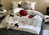 Boxtoday cute cat polka dot apple red black bedding set kid,full queen king cotton home textile bed sheet pillow case duvet cover