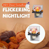 Boxtoday 2024 New Ghost Campfire Flickering Nightlight Night Light Plug Wall Spooky Fire Marshmllow Night Light Halloween Ghost Campfire