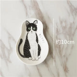 Boxtoday Ceramic Dessert Sauce Dish Japanese Style Tableware Creative Cute Cartoon Lucky Cat Pattern Water Drop Shape Fruit Sushi Plates