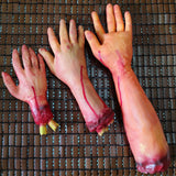 Boxtoday Bloody Fake Broken Severed Human Hands Arm Scary Cut Off Bloody Hand Legs Life Size Halloween Prop Haunted DIY Party Decoration