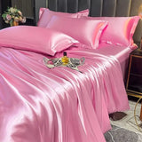 Boxtoday Nordic Silk Bedding Set with Duvet Cover Bed Sheet Pillowcase Luxury Couple Single Double Summer 1/2 People Solid Bedsheet