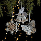 Boxtoday Christmas Tree Acrylic Toy Pendant Elk Bells Transparent Snowflake Pendants With Sequins Home Xmas Party Decor Accessories Props