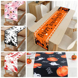 Boxtoday Halloween Pumpkin Ghost Castle Table Runner Happy Halloween Party Decorations For Home Kitchen Dining Spider Web BOO Table Flag