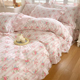 Boxtoday New Ruffles 100% Cotton Duvet Cover Set or Single Duvet Covers Floral Princess Style All Cotton Quilt Cover Queen Blanket Cover