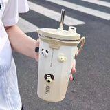 Boxtoday Kawaii Sainless Steel Tumbler For Coffee Car Mug Freeze Thermos Vacuum Flask Water Bottle With Straw Keep Cold Hot Cup 600ml