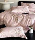 Boxtoday Elegant french flower pink beige bedding set,full queen king romantic 100s cotton home textile bed sheet pillow case duvet cover