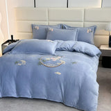 Boxtoday Winter Warm Bedding Set No Comforter Soft Milk Velvet Duvet Cover Flat Sheet Pillowcase Thick Embroidered Queen Size Bedspread