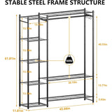 Boxtoday Wardrobe Closet,Portable Clothes Rack with 4 Tiers Shelves,Freestanding Closet Organizers and Storage System with Hanging Rods