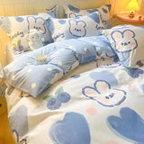 Boxtoday Kids Duvet Cover Set No Filler Cute Rabbit Flat Sheet Pillowcases Girls Boys Twin Queen Size Dormitory Home Soft Bedding Set