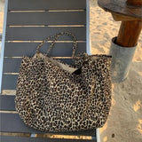 Boxtoday Gift  Vintage Leopard Print Tote Bag Handbag Women Retro Large Capacity Casual Shoulder Bags Female Harajuku Canvas Y2k Bags