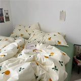 Boxtoday Kawaii Cherry Duvet Cover Set Pillowcase Flat Sheet Floral Boys Girls Twin Full Size Soft Bedding Kit Korean Ins Style Home Use