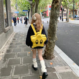 Boxtoday Gift Sweet Cool Star Y2k Backpack Women Harajuku Pu Leather Chic Backpacks Schoolbag Female Vintage Yellow Mochila Aesthetic