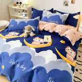 Boxtoday Cute Cartoon Bedding Set Kids Single Double Size Boys Girls Duvet Cover Flat Sheet Pillowcases No Filler Home Textile