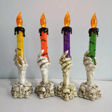 Boxtoday Halloween LED Candle Horror Skeleton Ghost Holding Candle Light Halloween Party Decoration for Home Haunted House Bar Supplies