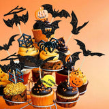 Boxtoday 12/24Pcs Halloween Bat Cupcake Toppers Mixed Black Bat Cupcake Pick Flags Kids Halloween Birthday Party Cake Decoration Supplies