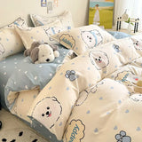 Boxtoday Cute Cartoon Duvet Cover Set No Filler Flat Sheet Pillowcases Girls Boys Twin Full Queen Size Dormitory Home Soft Bedding Set