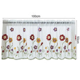 Boxtoday Short Curtain 1 Sheet Practical Soft Texture Polyester Decorative Flower Embroidered Window Sheer Household Supplies