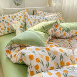 Boxtoday Ins Floral Bedding Set Yellow Flower Duvet Cover No Filler Pillowcase Flat Sheet Kids Adult Single Double Size Bedspread